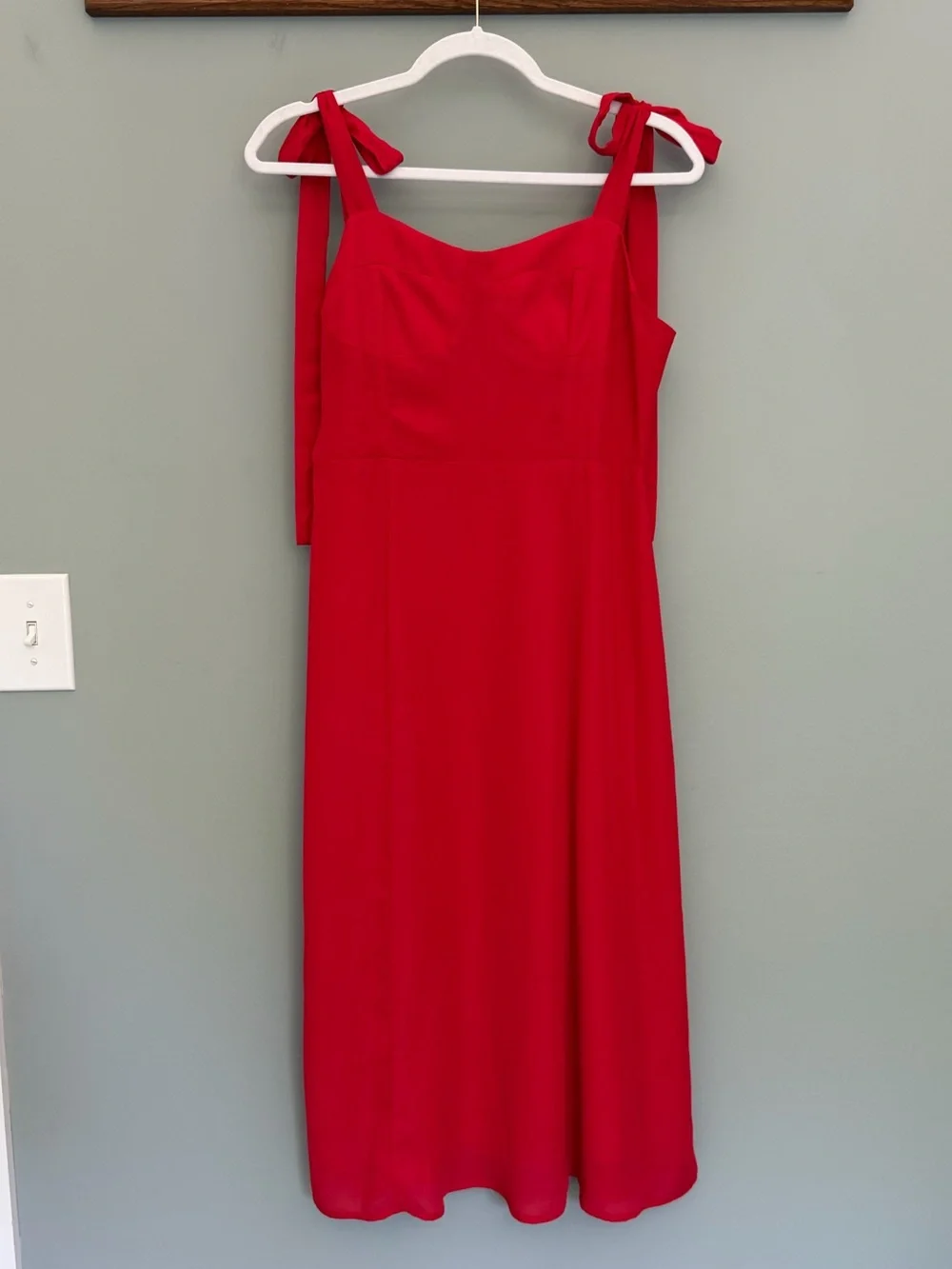 Rihoas Nordstrom Vibrant Red Tie-Shoulder Midi Dress - Picture 1 of 15